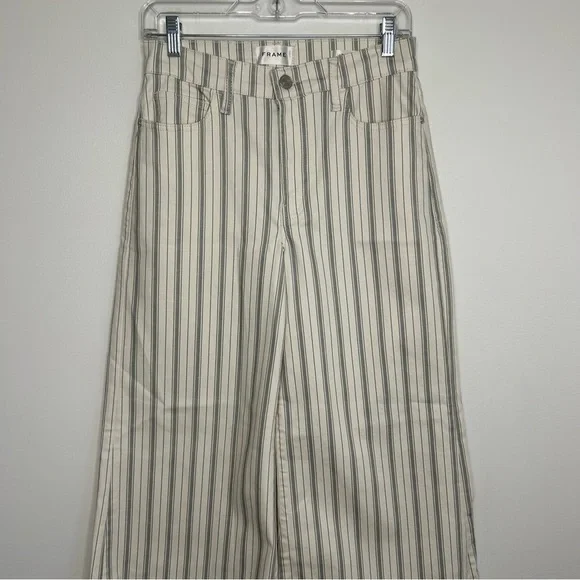 NWOT FRAME Le palazzo crop pant striped raw hem wide leg